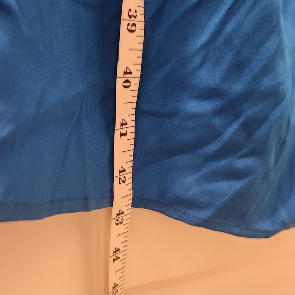 Zero Blue Dress Sleeveless Open Back Square Neck Size 4 Midi Silk #Z551 - Picture 5 of 6